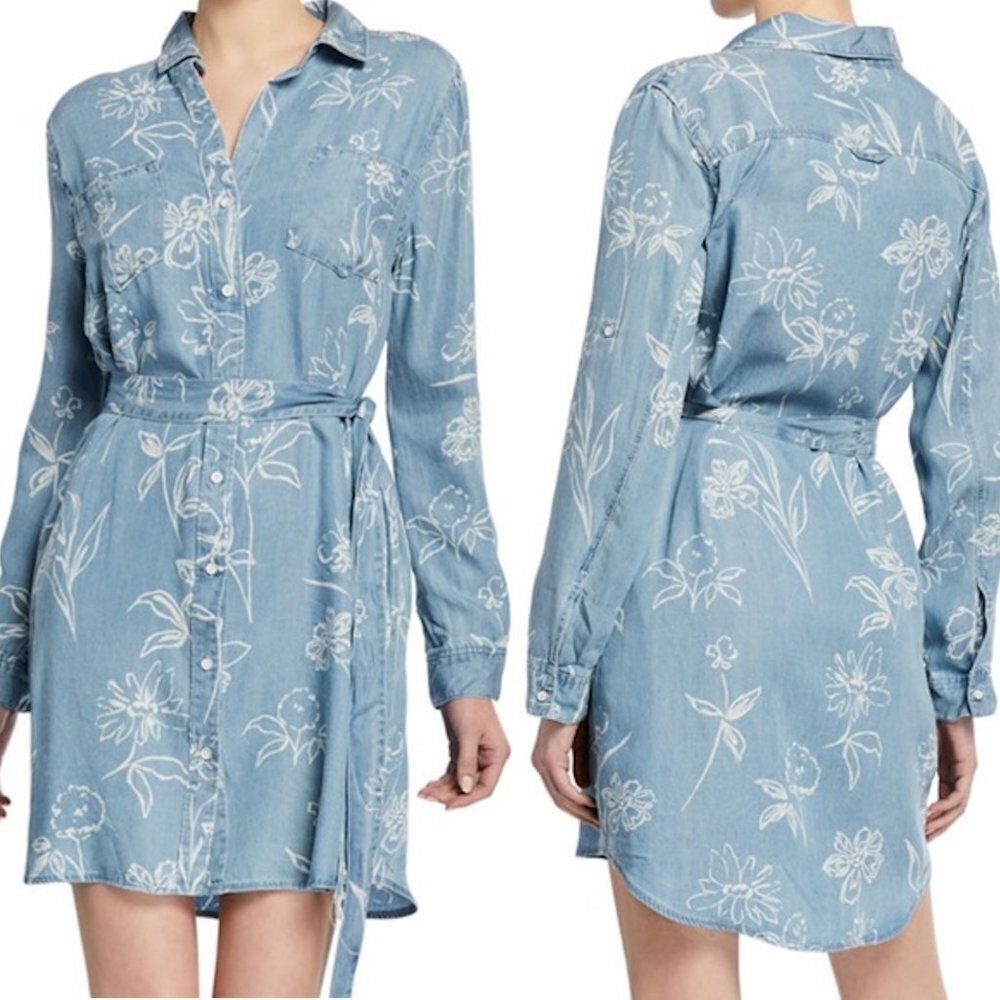 NWT New Velvet Heart Anita Denim Floral Long Sleeve Dress Size XS